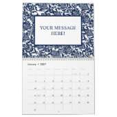 Unique Navy Blue Damask Muster Kalender (Jan 2027)