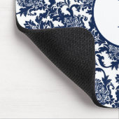 Unique Navy Blue Damask Muster Mousepad (Ecke)