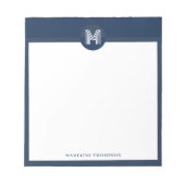 Unique Navy Blue Geometric Modern Monogram Notizblock (Vorderseite)