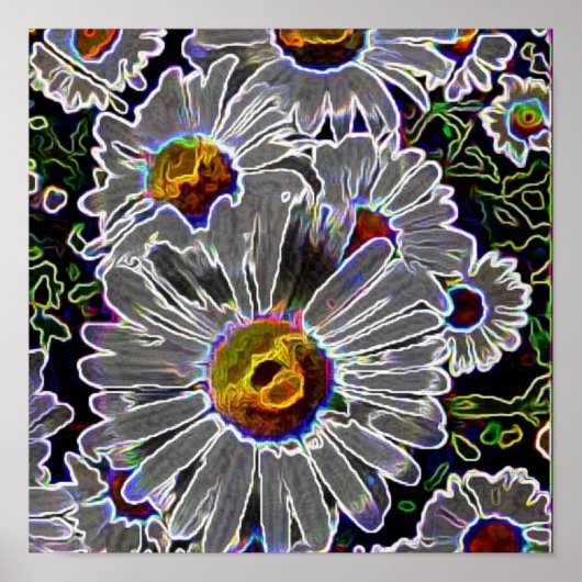 Unique Neon Daisies Poster (Vorne)