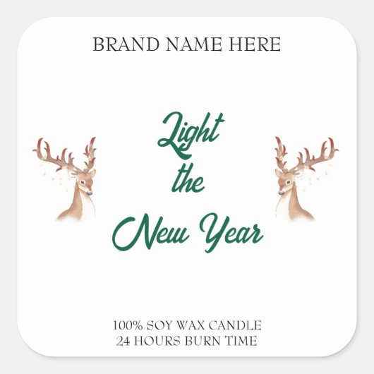 Unique New Year Candle Label – Add Your Brand Logo Quadratischer Aufkleber (Vorderseite)