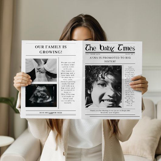 Unique Newspaper Big Sister Pregnancy Announcement Karte