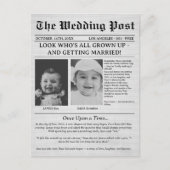 Unique Newspaper Funny Kids Save the Date Wedding  Postkarte (Vorderseite)