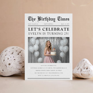 Unique Newspaper Photo 25th Birthday Celebration Einladung