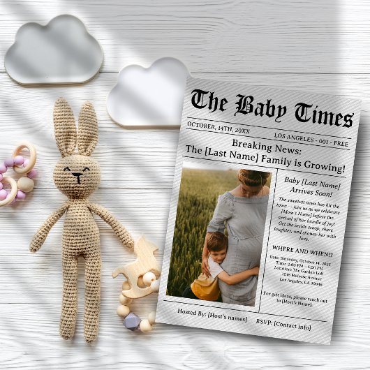 Unique Newspaper Photo Aesthetic Baby Shower Einladung