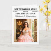 Unique Newspaper Quinceañera Photo Karte (Gelbe Blume)