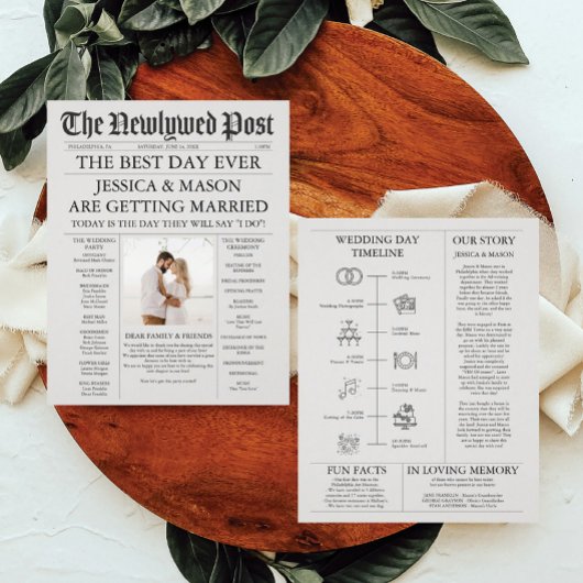 Unique Newspaper Timeline and Wedding Programs Fly