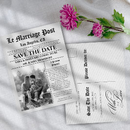 Unique Newspaper wedding Announcement Postcard Ankündigungspostkarte