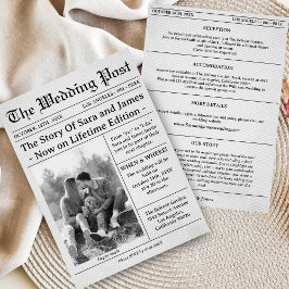 Unique Newspaper Wedding Invitation Details Photo Einladung