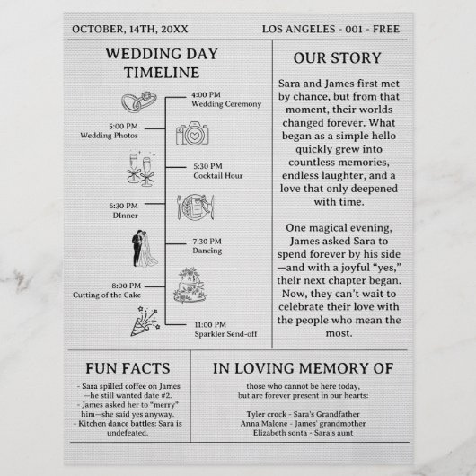 Unique Newspaper Wedding Programs Flyer (Hinten)