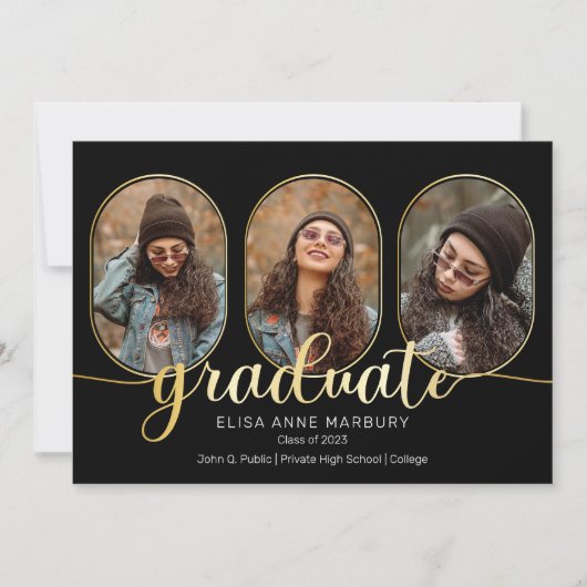 Unique Oblong 4 Foto Collage Abschluss Ankündigung (Vorderseite)