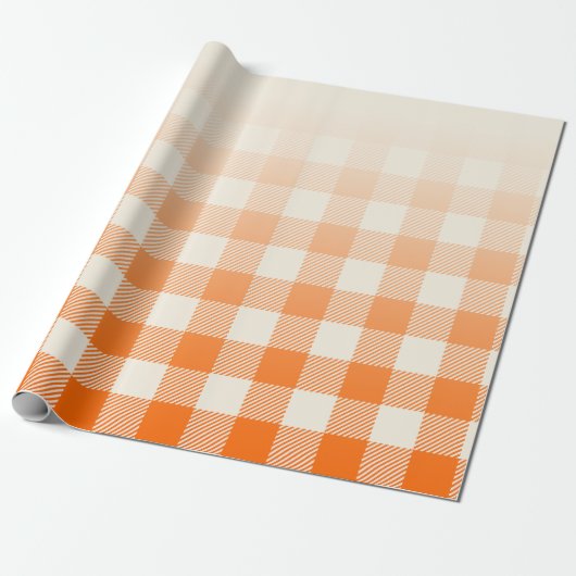 Unique Orange & Cream Peek-A-Boo Buffalo Plaid Geschenkpapier (Ungerollt)