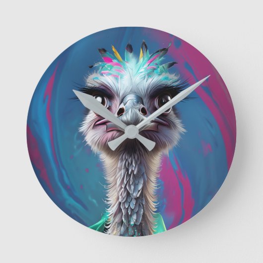 Unique Ostrich design Runde Wanduhr (Vorderseite)