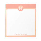 Unique Peach Pink Geometric Modern Monogram Notizblock (Vorderseite)