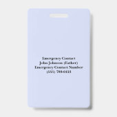 Unique Personalized Student Nurse  Ausweis (Rückseite)