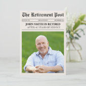 Unique Photo Newspaper Retirement Card (Stehend Vorderseite)