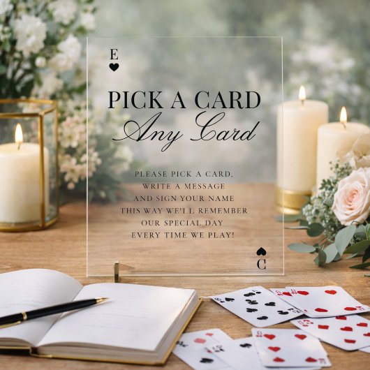 Unique Pick A Card Any Card Wedding Guestbook Acrylschild