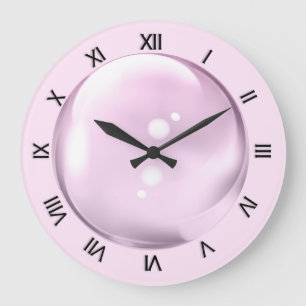 Unique Pink Bubble Clock Black Numbers Große Wanduhr