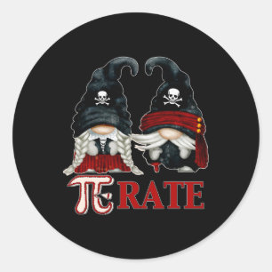 Unique Pirate Gnome and Funny Pi Day Symbol für de Runder Aufkleber
