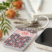 Unique Polka Dots Girly Monogram Schlüsselanhänger (Vorderseite rechts)