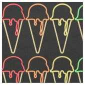 Unique Rainbow Neon Light Ice Creme Cones Muster Stoff (Nahaufnahme)