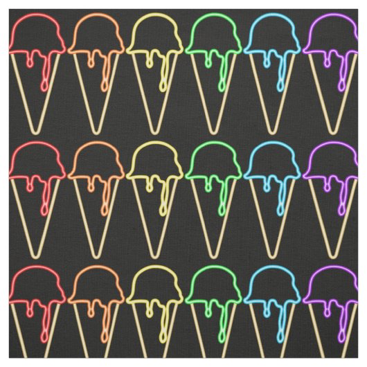Unique Rainbow Neon Light Ice Creme Cones Muster Stoff (Muster)