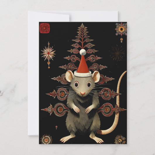 Unique Rat Christmas Cards Feiertagskarte (Vorderseite)