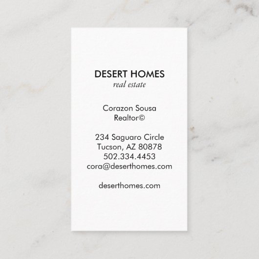 Unique Real Anwesen Agent Cactus Bloom Wüste Foto Visitenkarte (Rückseite)