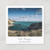 Unique Real Estate Agent Beach Ocean Photo Script Quadratische Visitenkarte (Vorderseite)