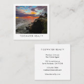 Unique Real Estate Agent Rocks Ocean Beach Photo Quadratische Visitenkarte (Vorne/Hinten)