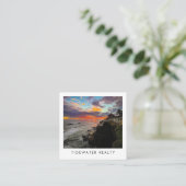 Unique Real Estate Agent Rocks Ocean Beach Photo Quadratische Visitenkarte (Stehend Vorderseite)