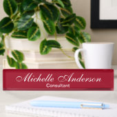 Unique Red Carmine Script Consultant Namplate Namensplakette