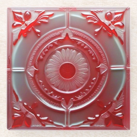 Unique Red Glass Untersetzer (Vorderseite)