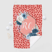 unique Red hearts on pink and pattern Custom Golfhandtuch (Insitu)