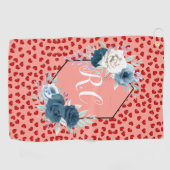 unique Red hearts on pink and pattern Custom Golfhandtuch (Horizontal)