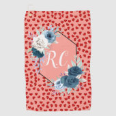 unique Red hearts on pink and pattern Custom Golfhandtuch (Vorderseite)
