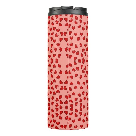 unique Red hearts on pink and pattern Custom Thermosbecher (Rückseite)