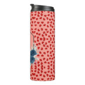 unique Red hearts on pink and pattern Custom Thermosbecher (Nach rechts gedreht)