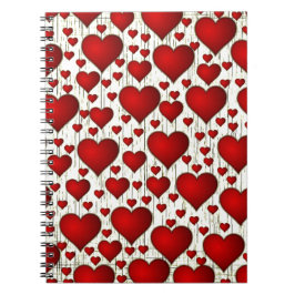 Unique Red Hearts Pattern Notizblock
