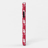 Unique Red Seepferd Pattern Blue Monogram Case-Mate iPhone Hülle (Hinten/Rechts)