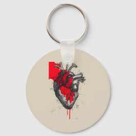 Unique Red Splatter Human Heart Keychain Schlüsselanhänger