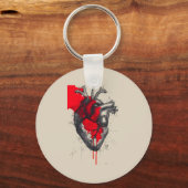 Unique Red Splatter Human Heart Keychain Schlüsselanhänger (Vorderseite)
