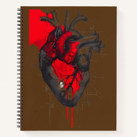 Unique Red Splatter Human Heart Notebook Notizblock (Vorderseite)