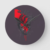 Unique Red Splatter Human Heart Wall Clock Runde Wanduhr (Vorderseite)
