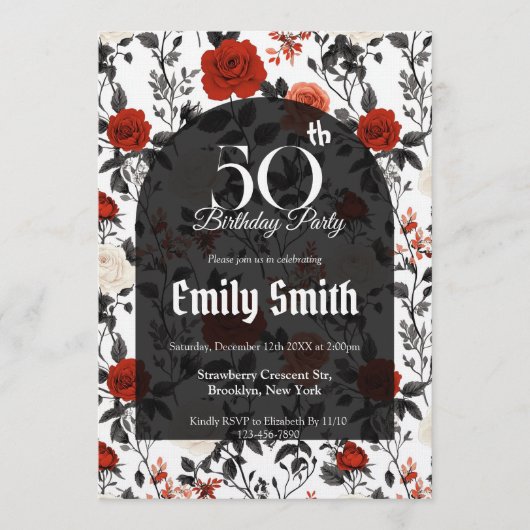 Unique Rose Charm Mom’S Birthday Einladung (Vorderseite)