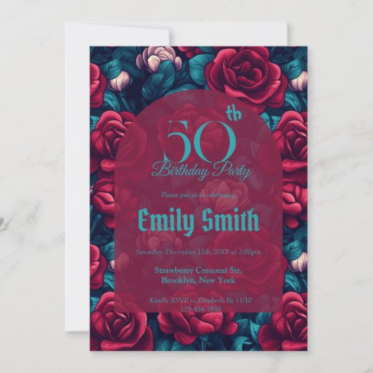 Unique Rose Fantasy Romantic Party Einladung (Vorderseite)