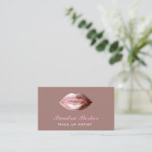Unique Rose Gold Lips Makeup Artist Visitenkarte (Stehend Vorderseite)