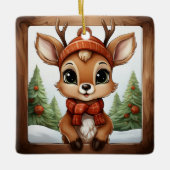 Unique Rustic Christmas Reindeer Lover Gift 🦌🎄 Keramikornament (Vorderseite)