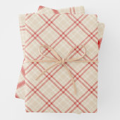 Unique Rustic Cream & Red Squiggly Mixed Plaid Geschenkpapier Set
