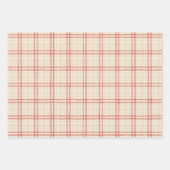 Unique Rustic Cream & Red Squiggly Mixed Plaid Geschenkpapier Set (Vorderseite 3)